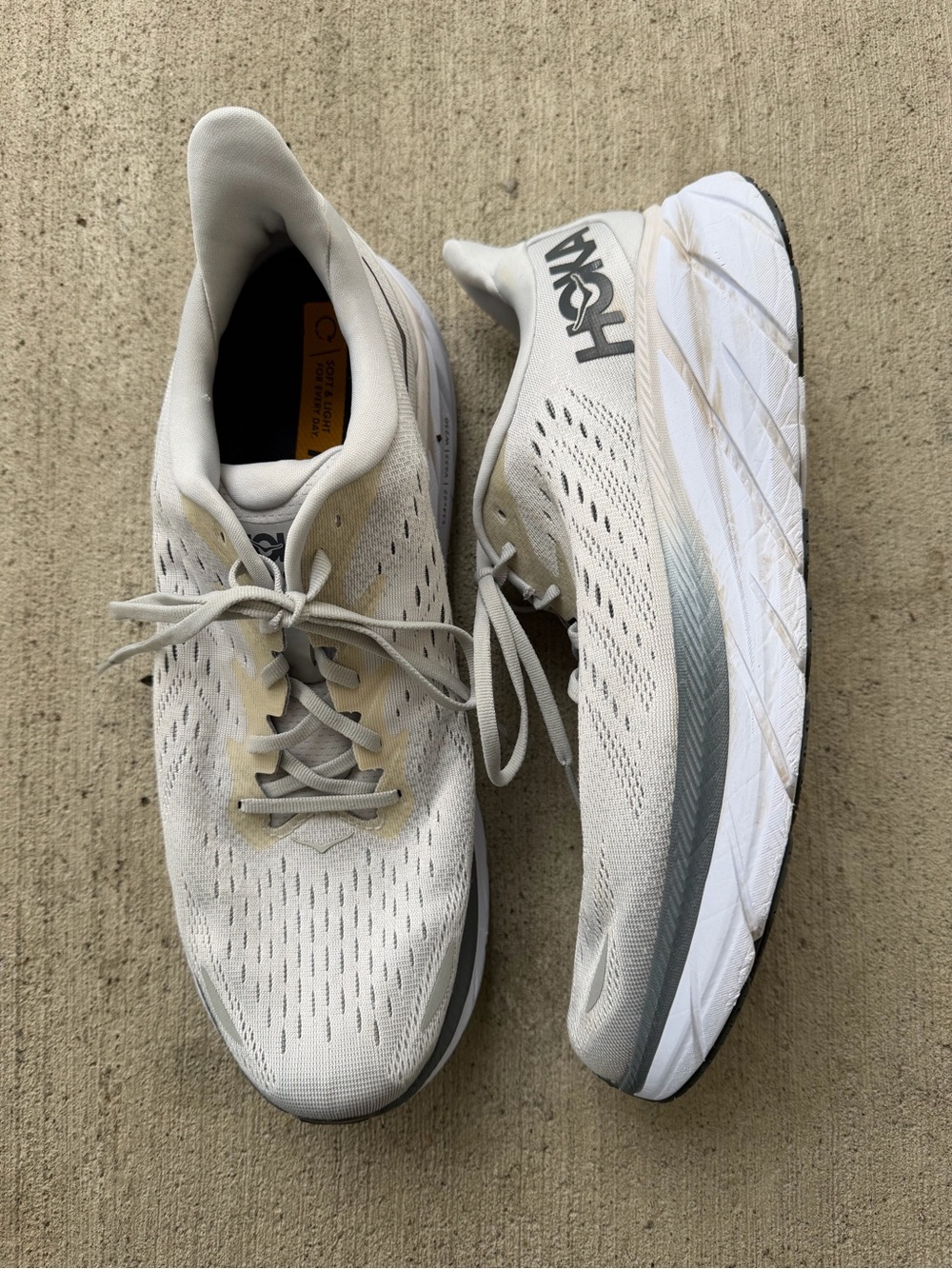 Hoka Men's Clifton 8 Wide Athletic Shoes - Lunar Rock Size 11.5